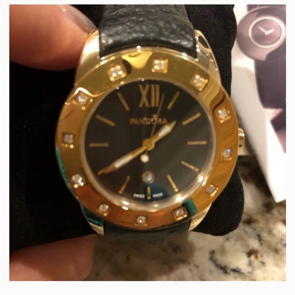 Pandora Gold and Black Diamond Watch